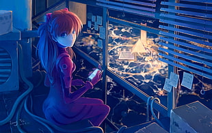 female anime character, drawing, Asuka Langley Soryu, Neon Genesis Evangelion, anime HD wallpaper