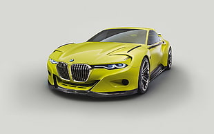 lime-green BMW coupe, BMW 30 CSL Hommage Concept, BMW, car, vehicle HD wallpaper