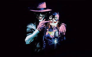 Joker and Batgirl illustration HD wallpaper