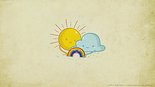 sun and rain cloud with rainbow wallpaper HD wallpaper