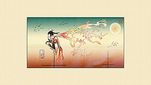 ninja sitting on antenna painting, Sendai (KanColle) HD wallpaper