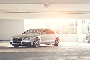 gray Audi sedan, Audi, Audi A7, Stance, Stanceworks