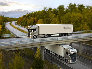 white freight truck, trucks, Scania HD wallpaper