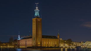 brown and black lighthouse miniature, Stockholm, Sweden, city hall HD wallpaper