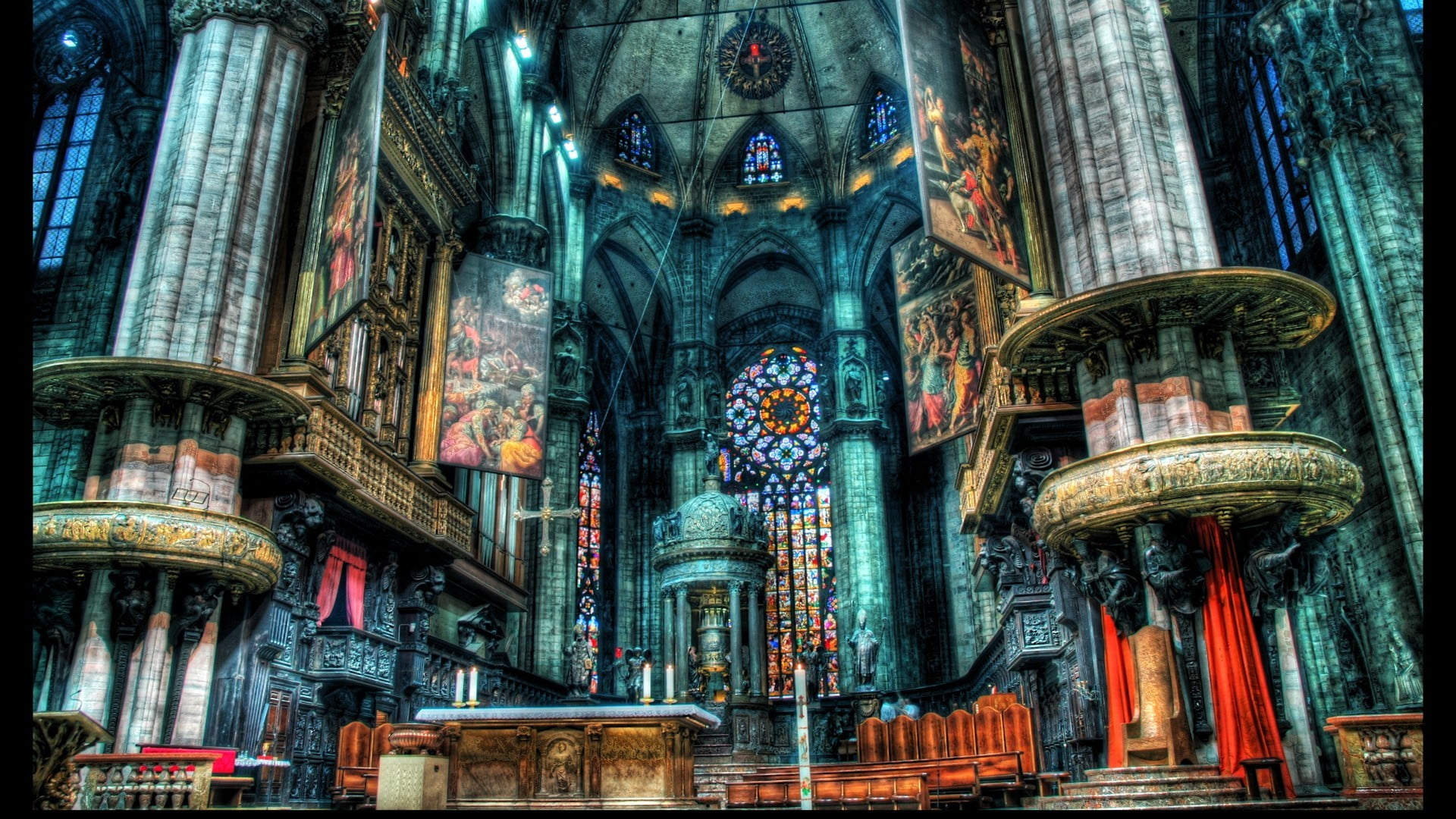 Multicolored medieval building interior artwork, church, Milan, milan  cathedral, cathedral HD wallpaper | Wallpaper Flare