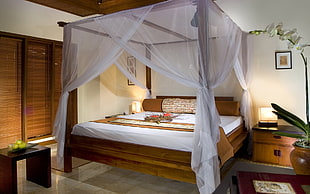 bed with four post and canopy
