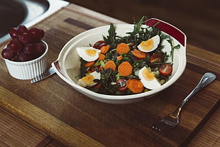 carrots with egg, Salad, Vegetables, Eggs HD wallpaper