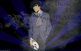 male anime wearing black suit jacket Darker Than Black quote digital wallpaper HD wallpaper