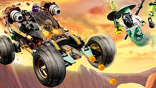 man riding dune buggy animated illustration