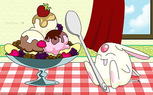 Pokemon smiling facing ice cream illustration HD wallpaper