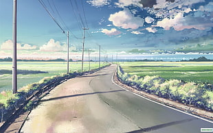 gray asphalt road painting, anime, 5 Centimeters Per Second HD wallpaper