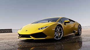 yellow Lamborghini luxury car, yellow cars, Lamborghini, Lamborghini Huracan, video games HD wallpaper