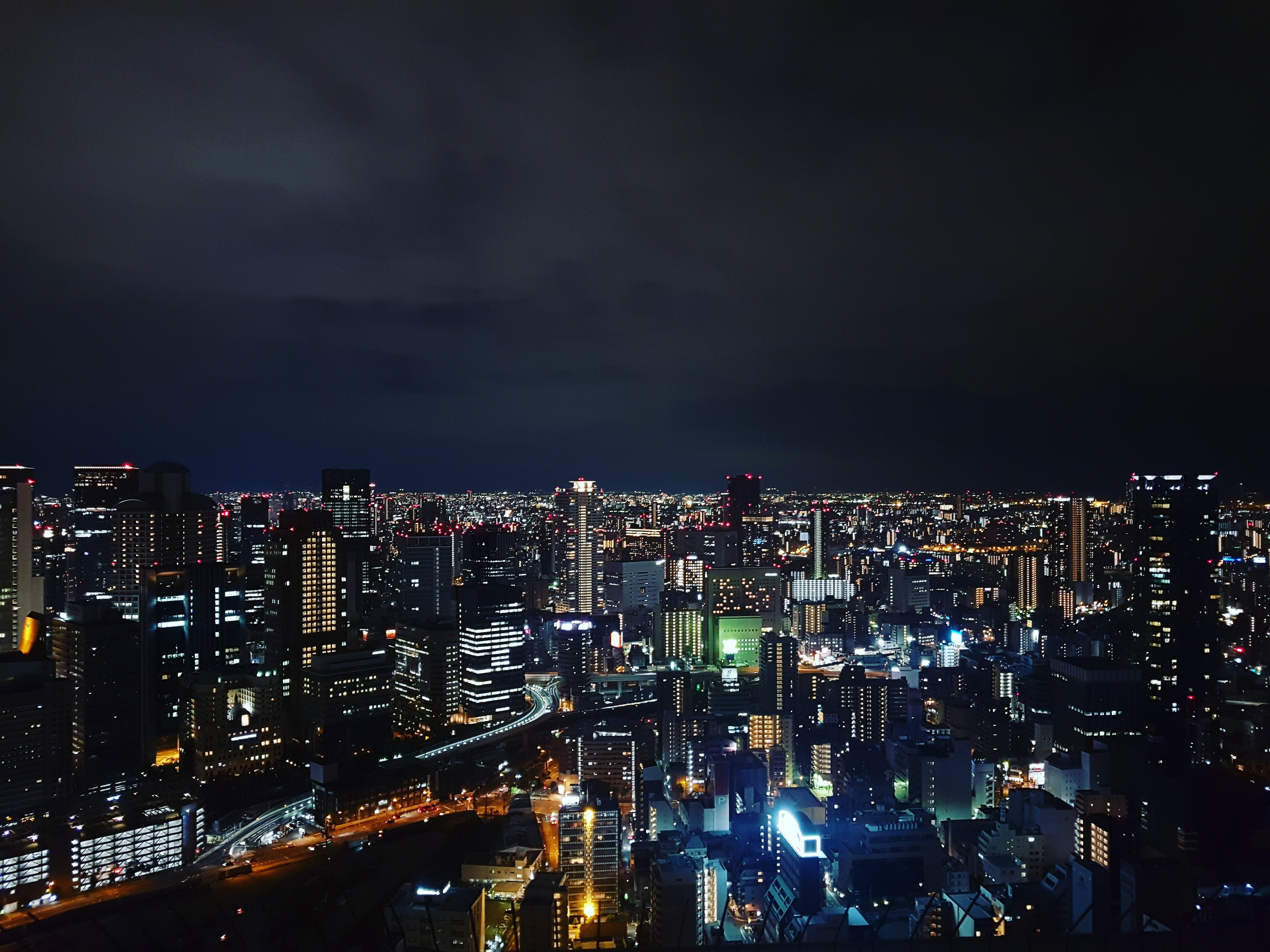 high-rise building, Night city, Buildings, City lights