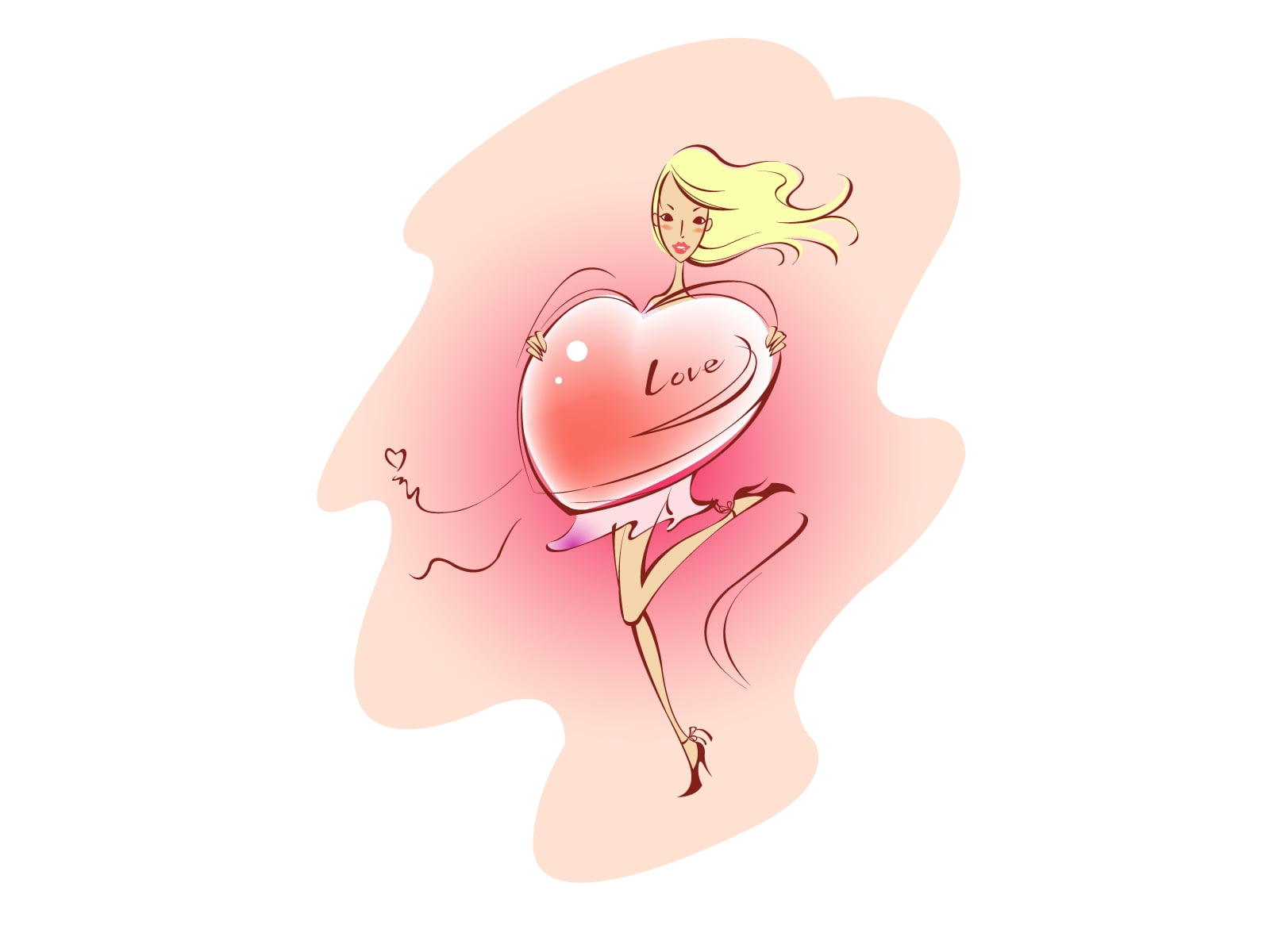 woman holding heart cartoon