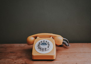 yellow rotary telephone