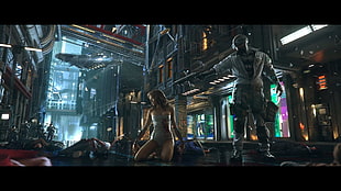 male and female movie characters, computer game, Cyberpunk 2077, blood, death