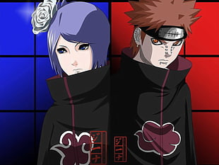 Konan and Yahiko from Naruto digital wallpaper, Naruto Shippuuden, Akatsuki, Konan, Pein HD wallpaper