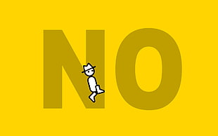 black and white printed paper, Ben Croshaw, Zero Punctuation, yellow background, minimalism