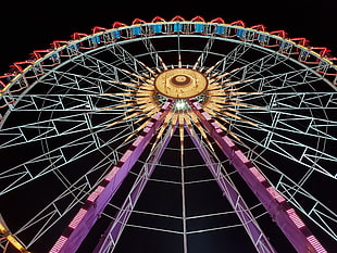 red and purple Ferris wheel HD wallpaper