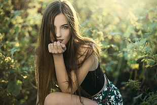 women, model, brunette, long hair