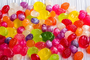 candies on brown wooden board