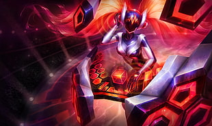 anime illustration of gray and blue robot, League of Legends, DJ Sona