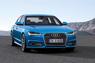 blue Audi A4 sedan