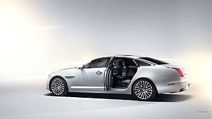 gray Mercedes-Benz sedan, Jaguar XJ, car, Jaguar (car), silver cars HD wallpaper