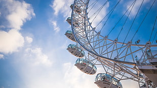 gray Ferris wheel, architecture, city, London Eye, clouds HD wallpaper
