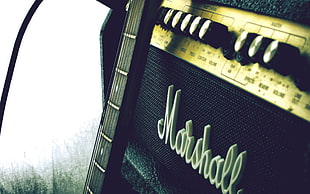 shallow photo of Marshall guitar amplifier