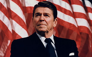men's black and white stripe polo shirt, Ronald Reagan, USA, politics, actor HD wallpaper