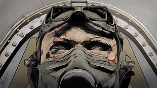man with aviator illustration, airplane, gunships, Paths of Hate, digital art HD wallpaper