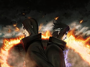 Naruto character illustration, anime, Naruto Shippuuden, Uchiha Itachi, Uchiha Sasuke