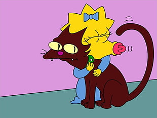 brown and black characters illustration, The Simpsons, cat, Maggie Simpson HD wallpaper