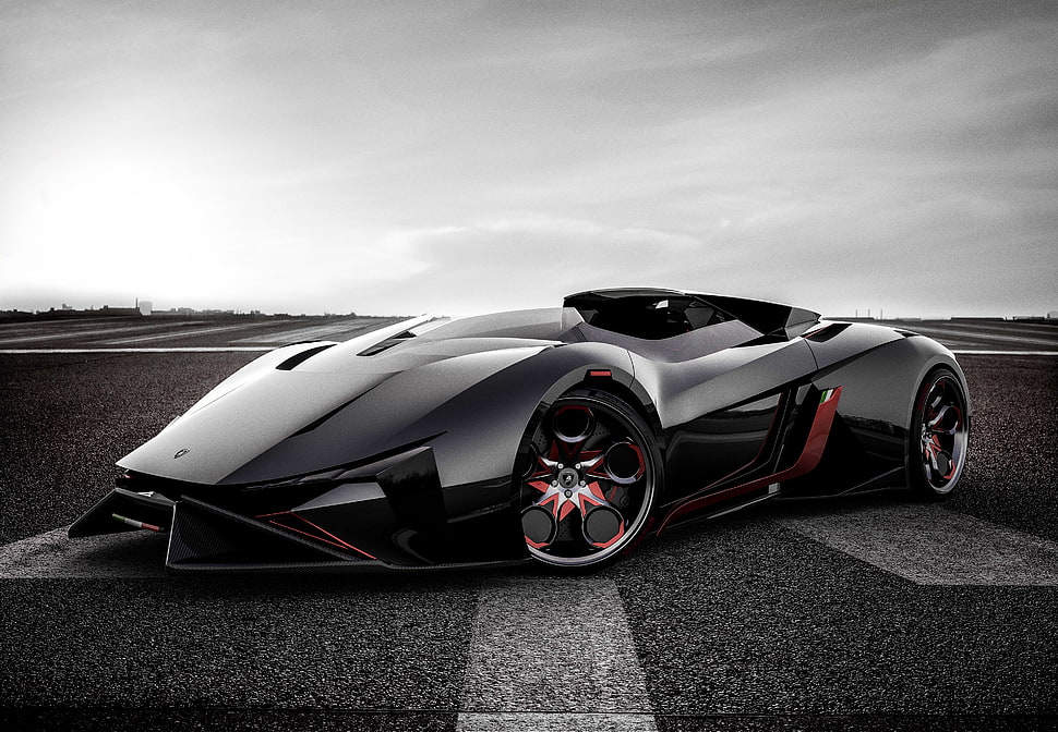 black sports coupe during daytime HD wallpaper