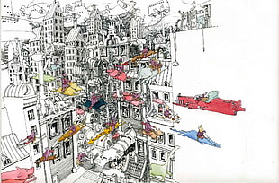 buildings illustration, music, album covers, Dance Gavin Dance