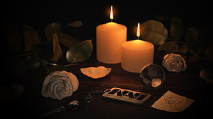 two lighted candles near Natus Vincere tag HD wallpaper