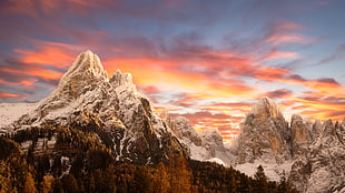 icy mountain landscape, nature, landscape, sunset, mountains