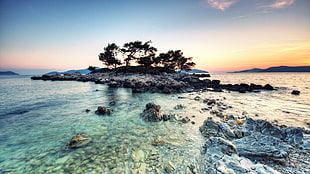 white stone fragment, nature, HDR, beach, landscape