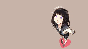 female anime character on brown background HD wallpaper