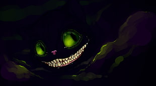 Cheshire Cat, black, smiling HD wallpaper