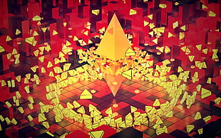 yellow diamond illustration, Cinema 4D, Photoshop, abstract, graphic design