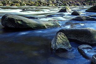 river with mineral rocks at daytime HD wallpaper