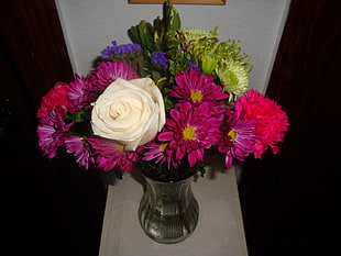 bouquet of flowers in glass vase