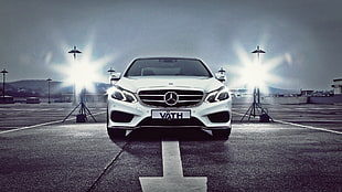 white Mercedes-Benz car, Mercedes Benz, Mercedes-Benz E-Class, photography, car HD wallpaper