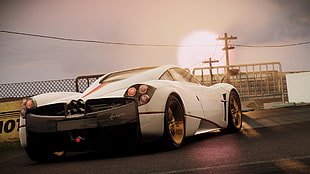 white sports car, Project cars, Pagani, Pagani Huayra, video games HD wallpaper
