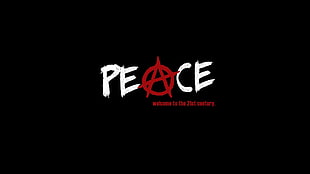white and red peace logo, Anarchy , peace HD wallpaper