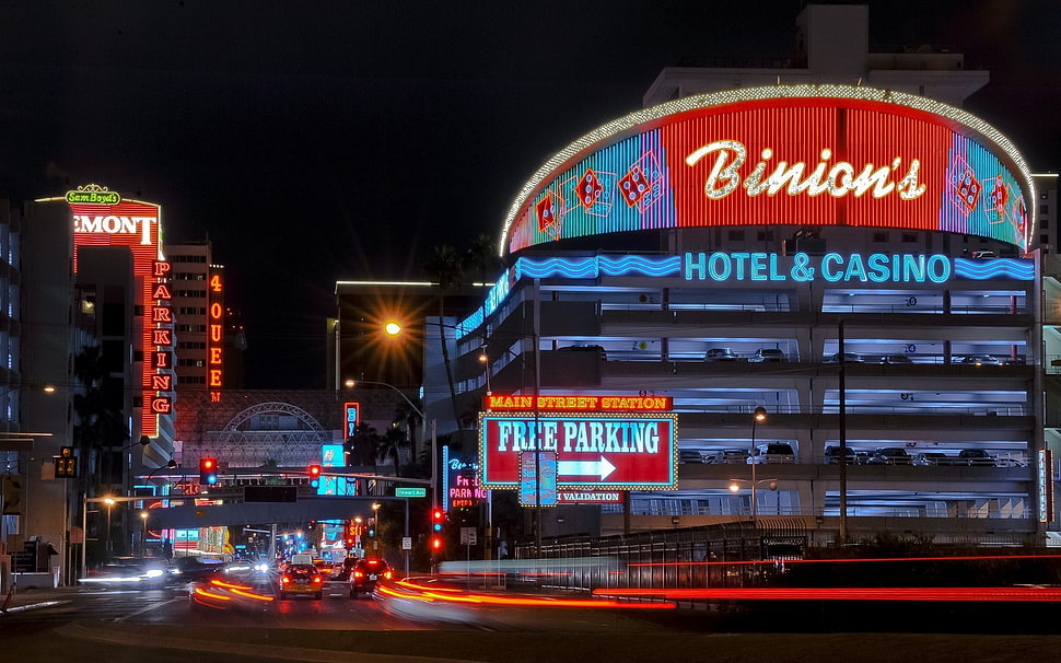 Binion's Hotel and Casino during nighttime HD wallpaper