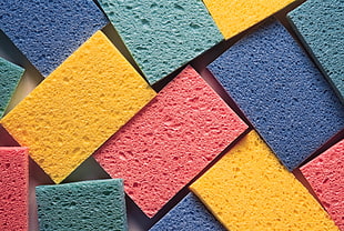 photography of cubes on white board