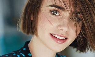 woman short hair smiling portrait photo